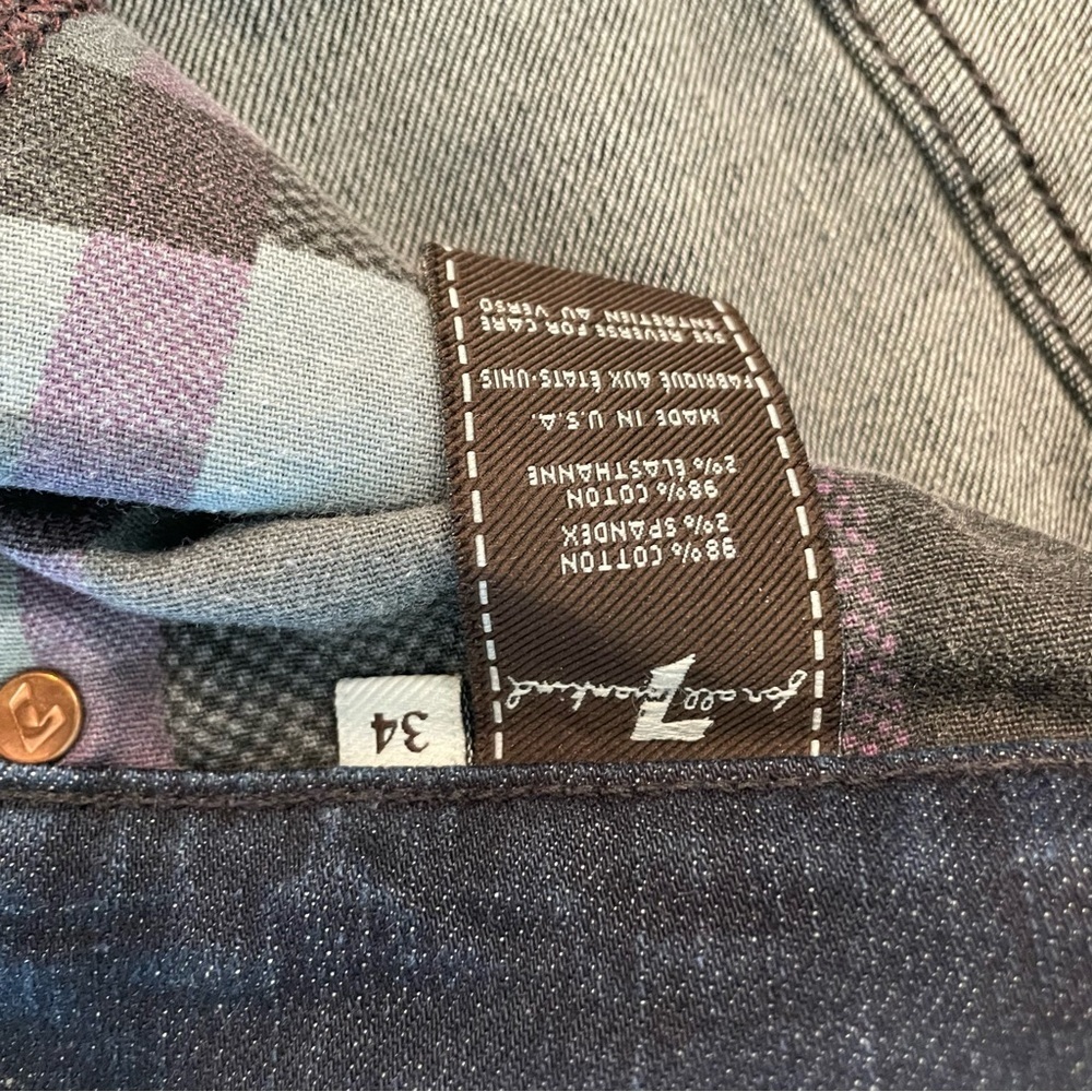7FAM 7 for all mankind Austyn Straight Leg Denim Jean Dark Wash 34x33 - Picture 6 of 8